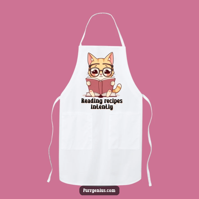 Funny Cat Reading Apron: Culinary Intellectual Feline Apron for Bookish Cooks