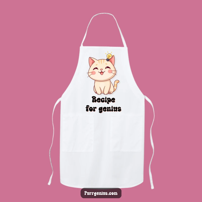 Funny Chef Cat Lightbulb Apron: Cheerful Feline Genius Kitchen Wear, Gift