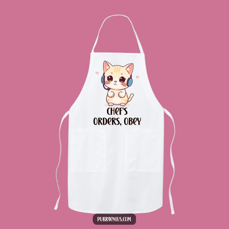Funny Headset Cat Apron Manage Your Kitchen with Hilarious Feline Directives