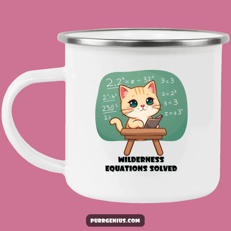 Funny Cat Math Equation Camping Mug: Brainy Adventures