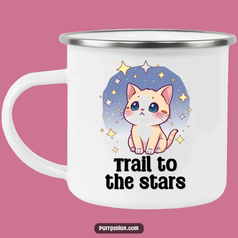 Funny Kawaii Cosmic Cat Camping Mug: Your Adventure Fuel with a View of the Stars