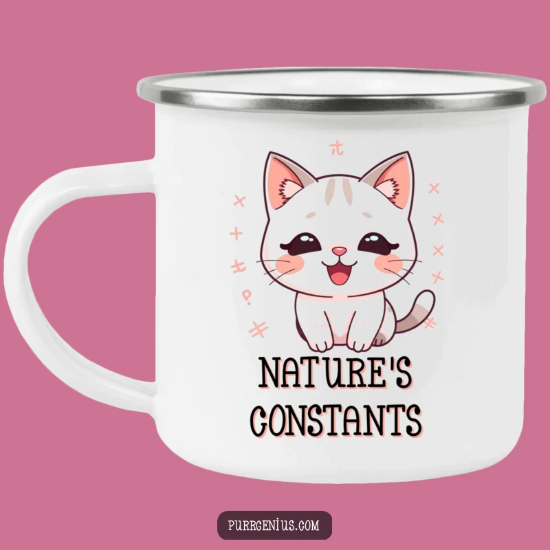 Funny Kawaii Math Cat Camping Mug: Your Trail Mix of Equations and Cat Delight!