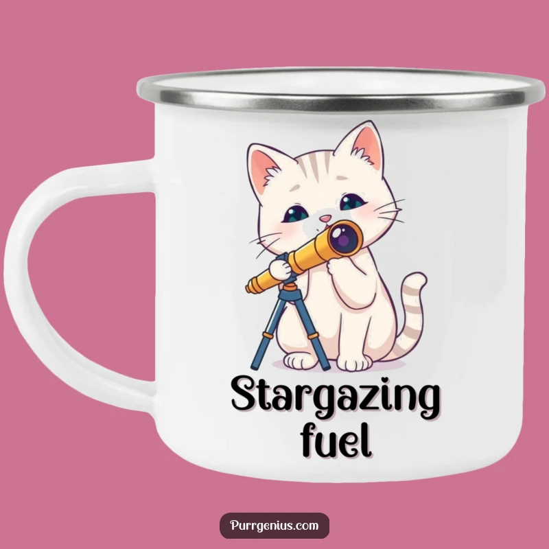 Funny Cat Telescope Camping Mug: Adventure Fuel for Stargazing Campers