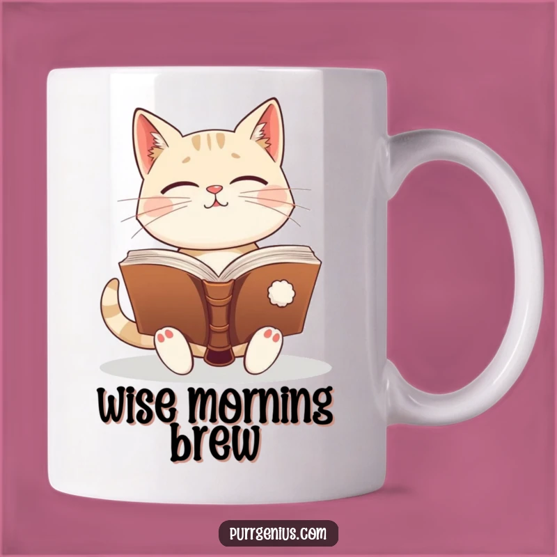 Funny Wise Cat Mug: Enlightened Feline Reads Ancient Tomes, a Hilarious Gift