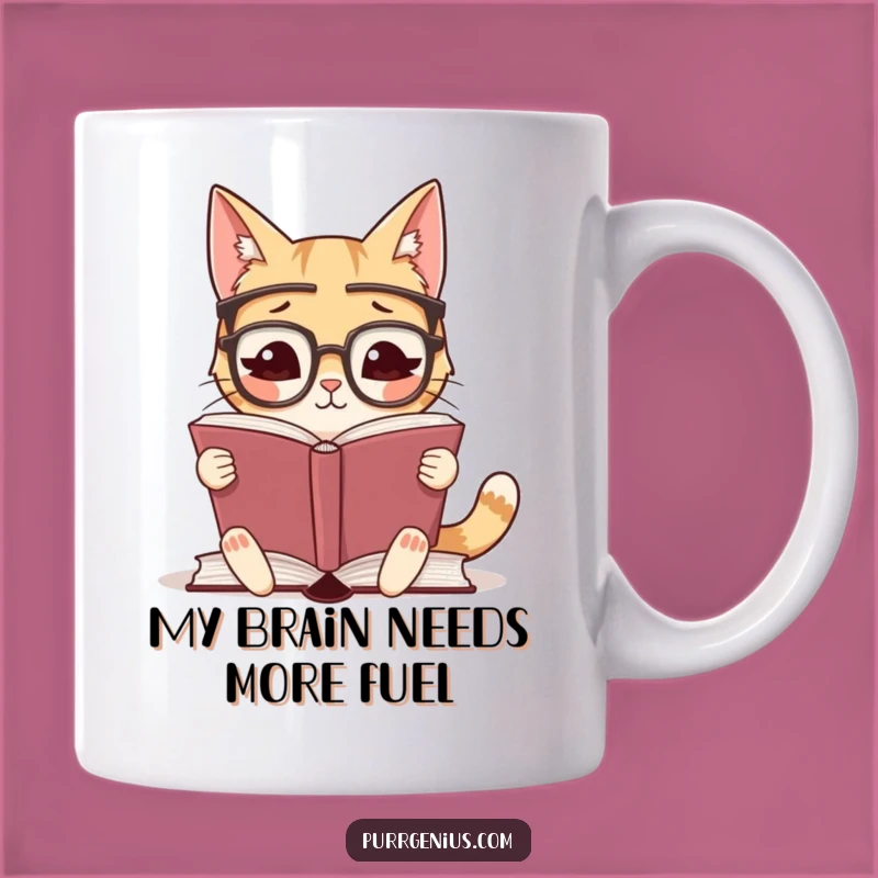 Funny Bookworm Cat Mug Gift - Adorable Scholar Cat Reading for Book Lovers