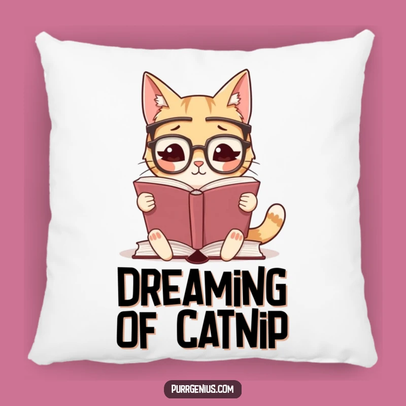 Funny Bookworm Cat Pillow: Cozy Feline Reading Accent Pillow for Book Lovers