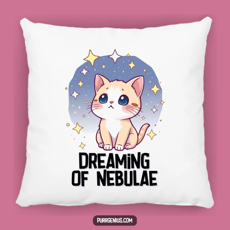 Funny Kawaii Cosmic Cat Pillow: Cuddle with the Cosmos and Feline Dreams