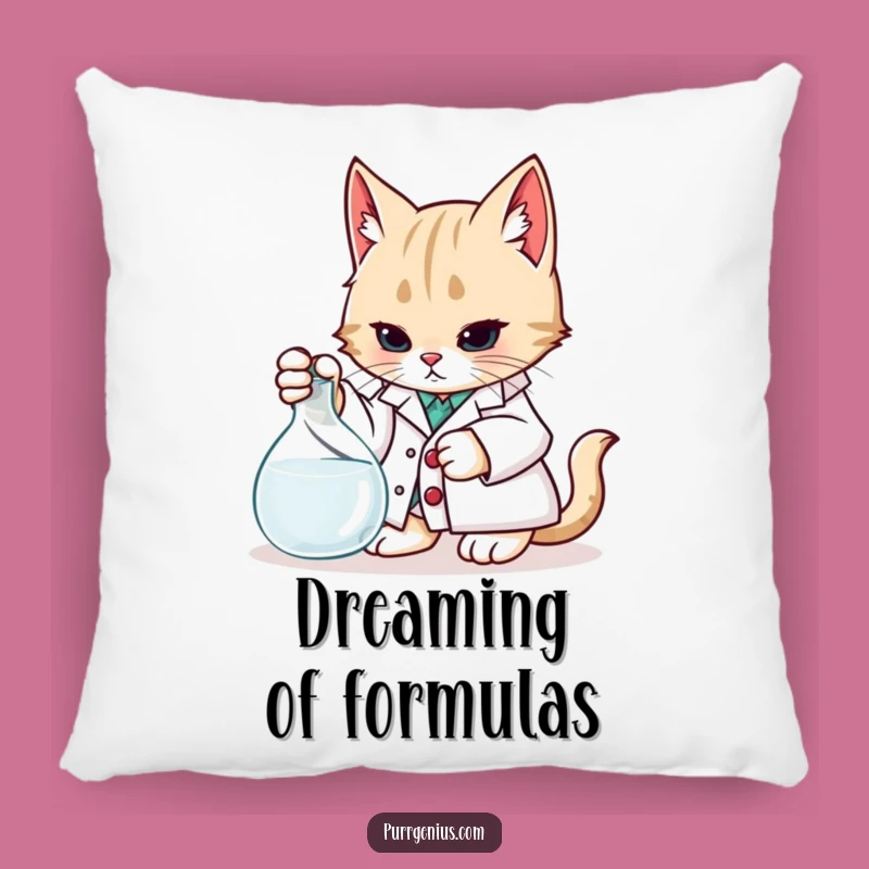 Funny Accent Pillow: Scientist Cat Comfort, Cozy & Humorous Decor