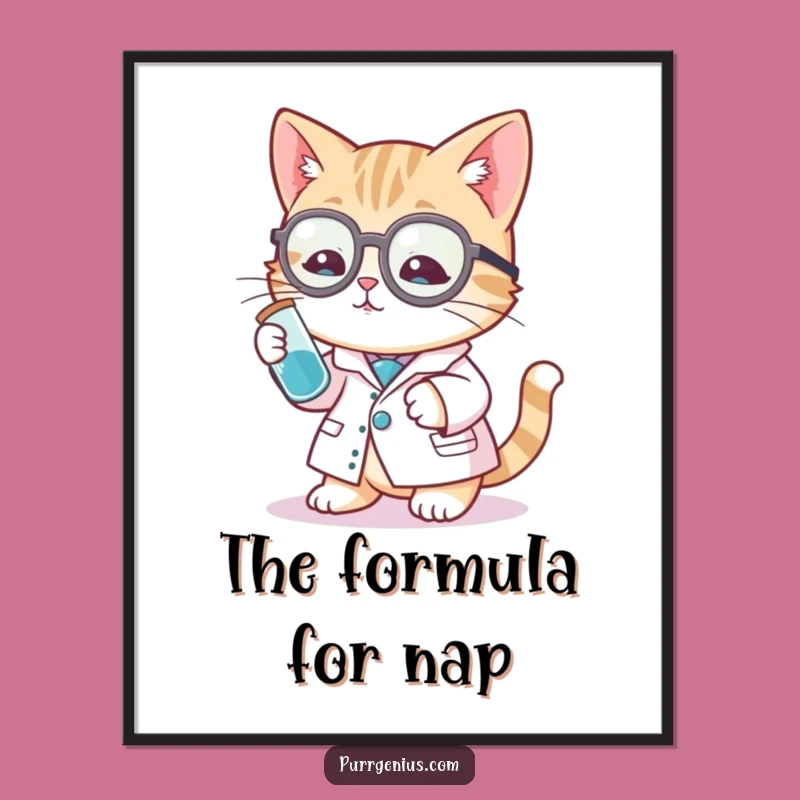 Funny Cat Scientist Digital Art - Printable Lab Coat Kitty Decor!
