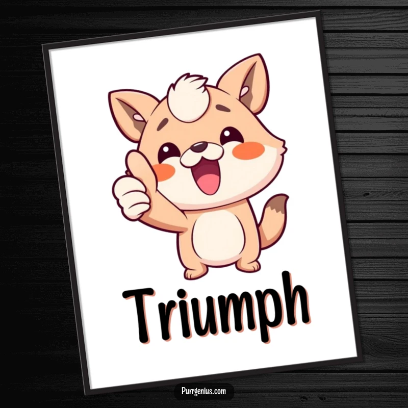 Funny animal character giving a triumphant thumbs up, rendered as digital art, ready for download or printing, a fun humorous present.