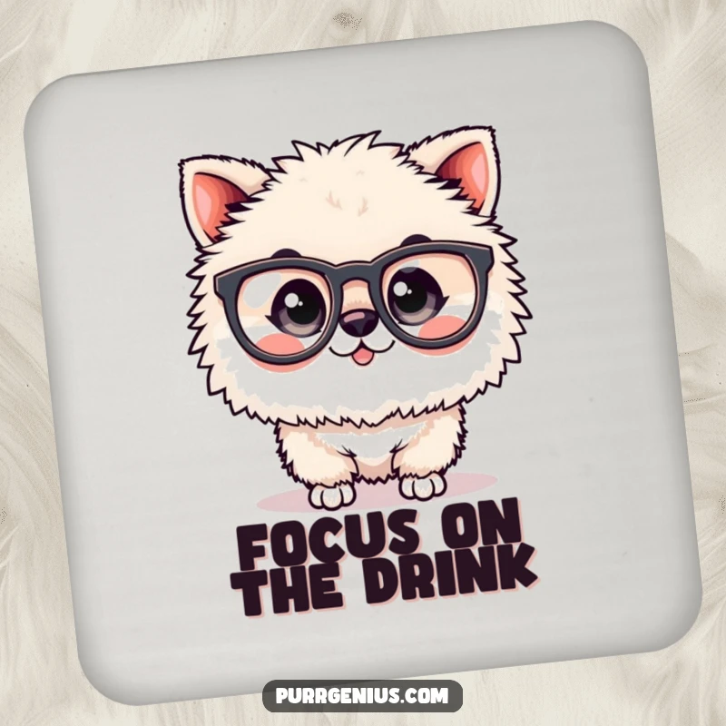 Funny animal drink coaster with large spectacles, perfect for protecting tables with a humorous and intelligent aesthetic.