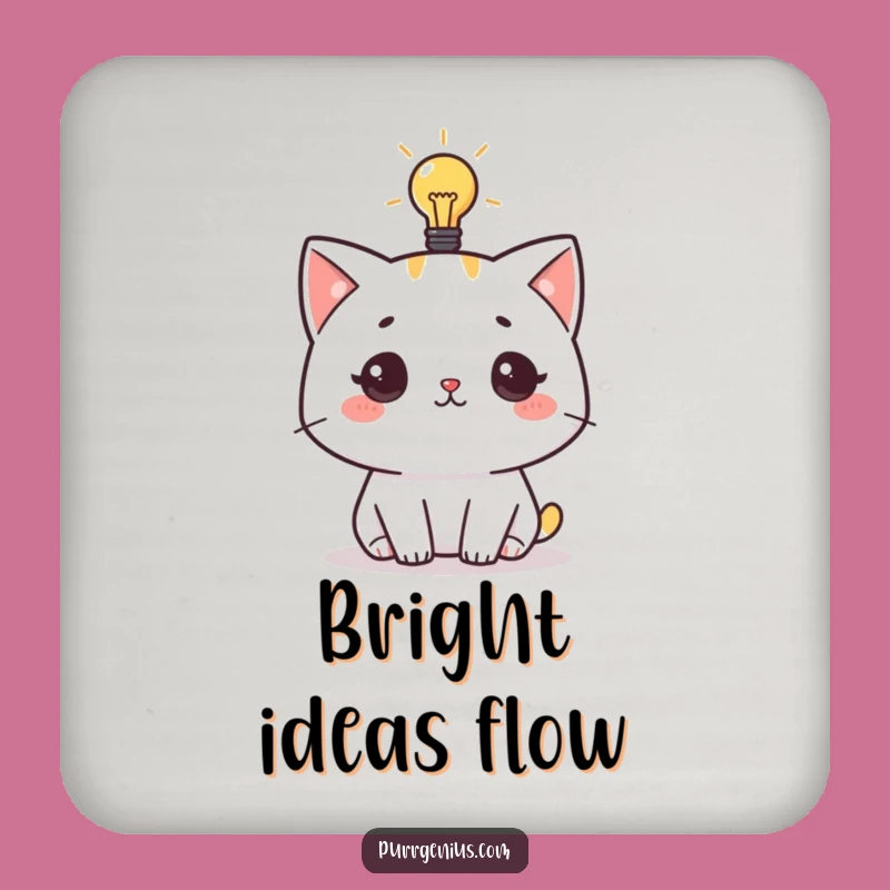 Funny Cat Idea Coaster: Lightbulb Feline Drink Table Protector Gift