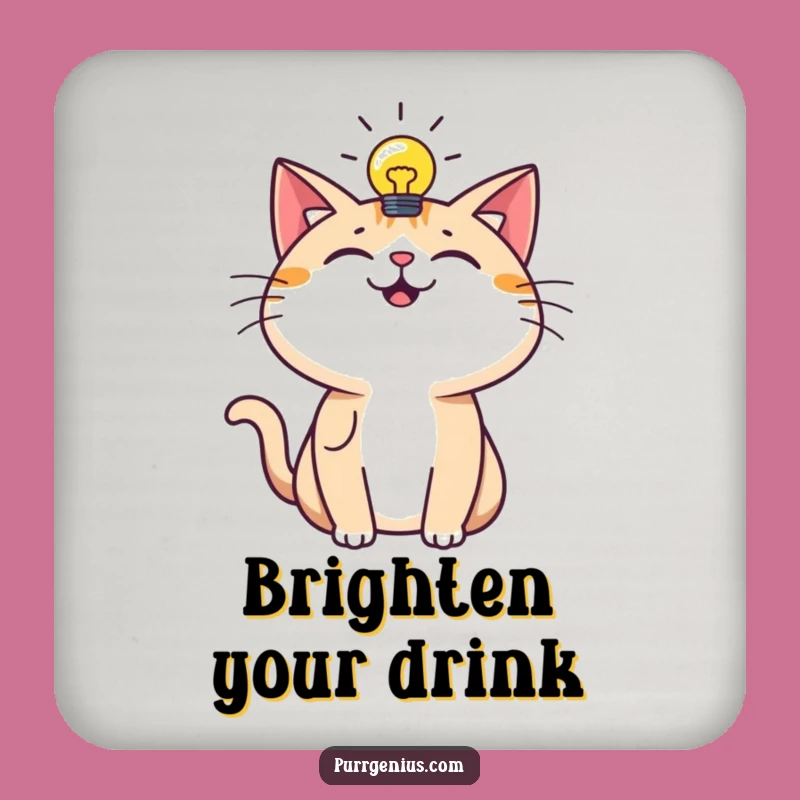 Funny Coaster Set: Bright Idea Cat, Humorous Table Protection