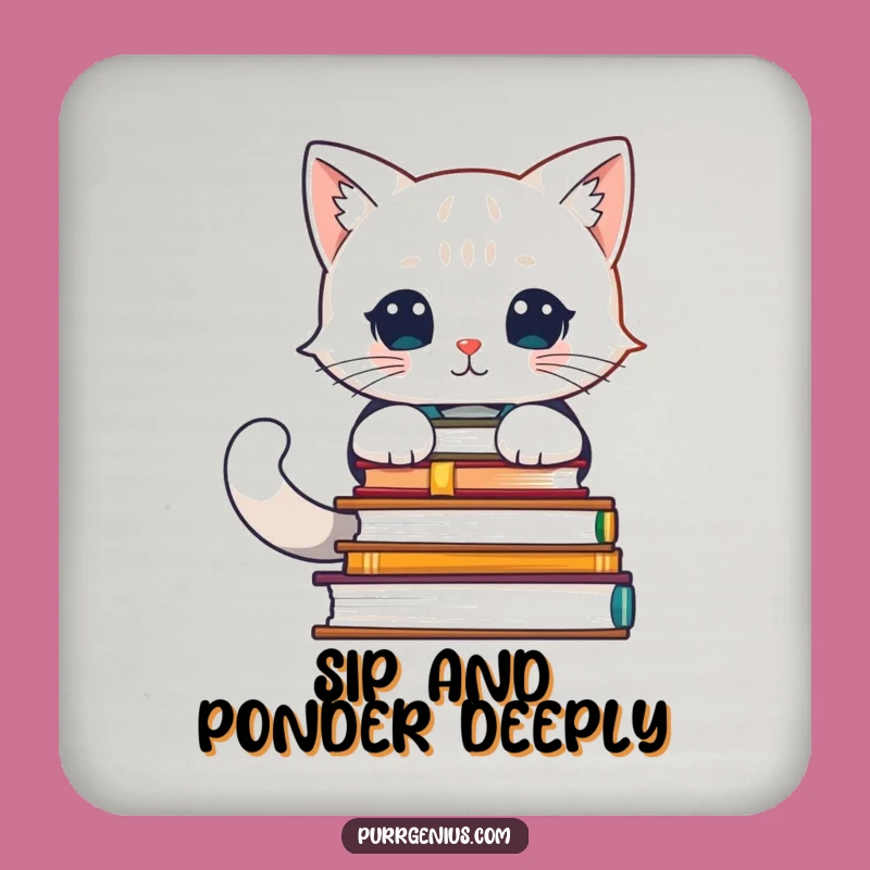 Funny Feline Scholar Coasters: Protect Surfaces with Intellectual Charm