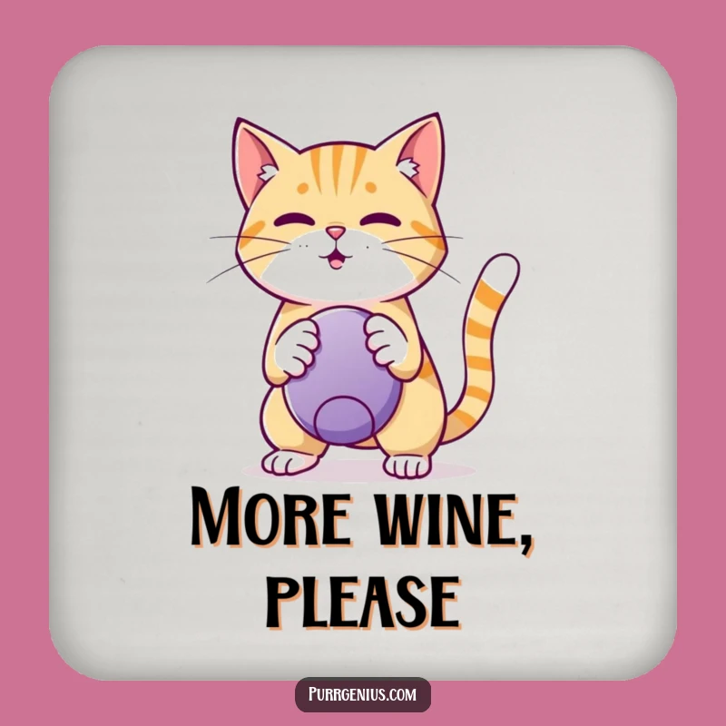 Funny Cat Trickster Coaster Set: Clever Feline Ball Masterpiece, Chic Funny Gift for Tables