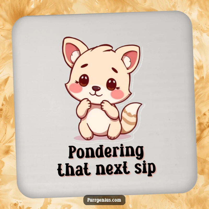 Funny drink coaster featuring an animal in a thoughtful pose, adding intellectual charm to any surface.