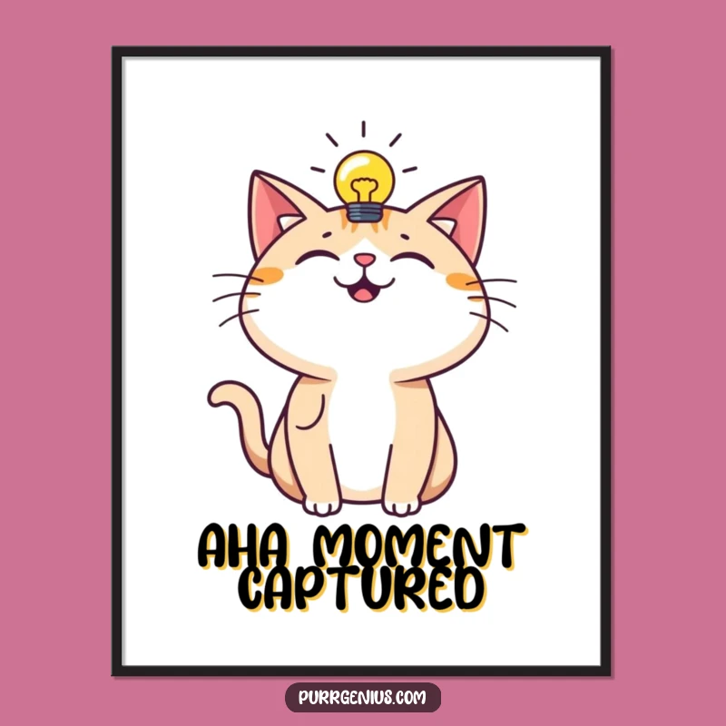 Funny Inspiration Poster: Cat Lightbulb Moment, Humorous Wall Art Decor