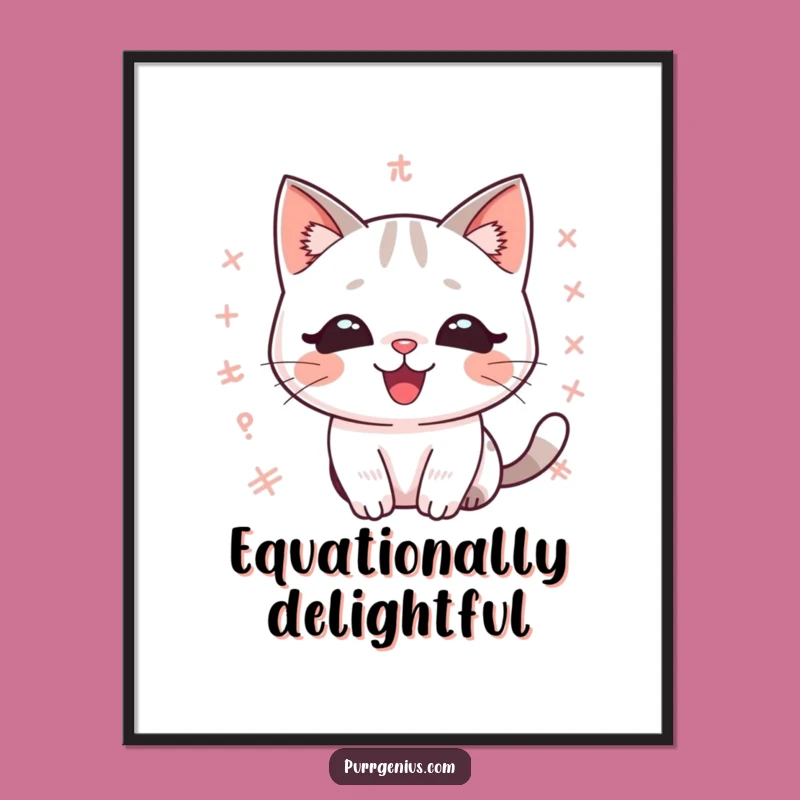 Funny Kawaii Math Cat Poster: Adorn Your Walls with Equations and Feline Delight!