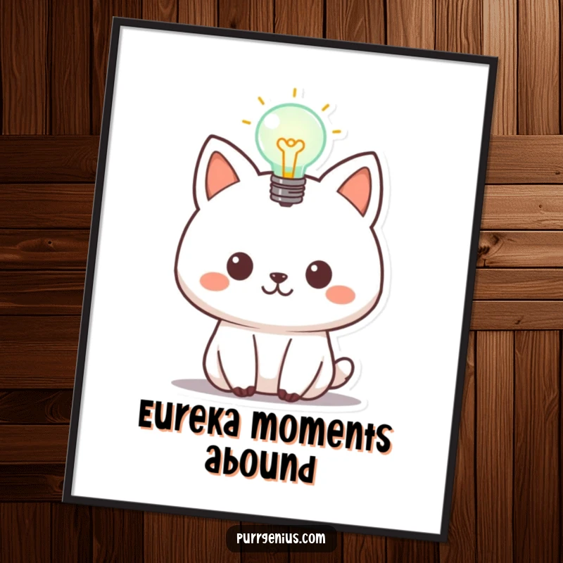 Funny animal poster illustrating a character with a lightbulb, representing a moment of inspiration and artistic flair.