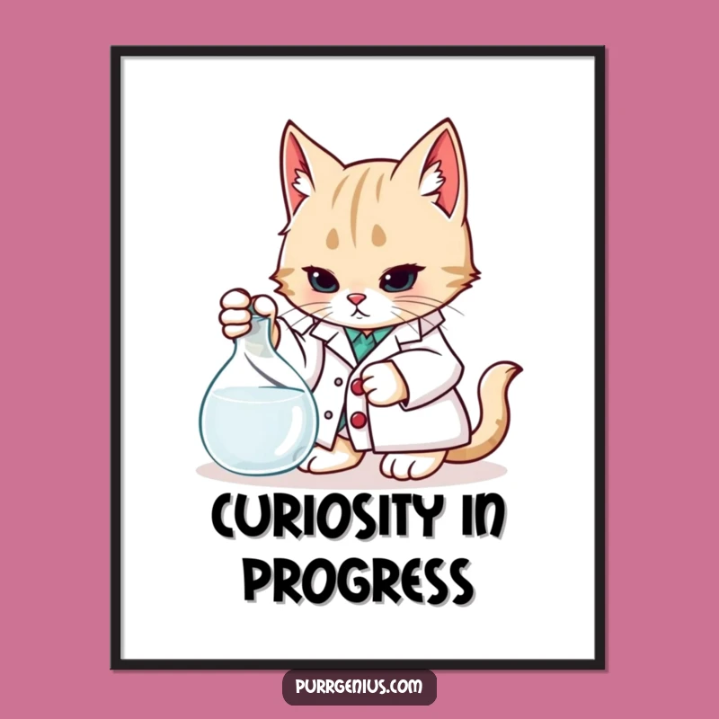 Funny Lab Decor: Cat Scientist Poster, Humorous Wall Art for Enthusiasts