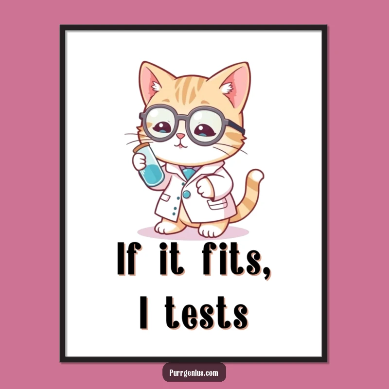Funny Cat Scientist Poster - Quirky Lab Coat Kitty Funny Art!