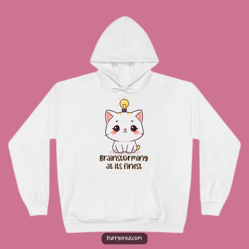 Cozy Funny Cat Idea Hoodie: Lightbulb Feline Brainstorm Warm Gift