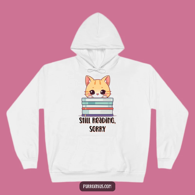 Cozy Funny Cat Book Hoodie: Curious Character Reading Comfort