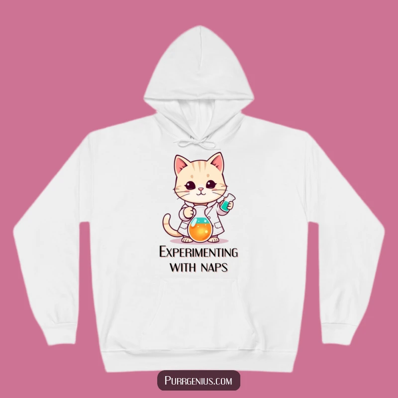 Cozy Funny Kawaii Cat Scientist Hoodie: Warm & Wizened Lab Companion