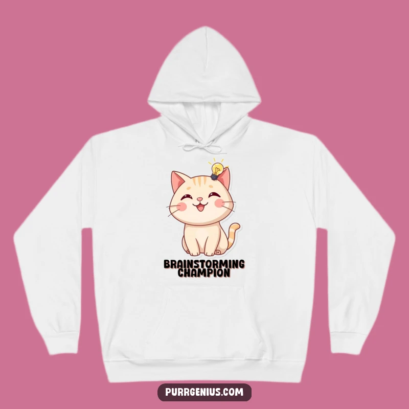 Funny Genius Cat Hoodie: Cheerful Feline Lightbulb Sweatshirt, Smart Gift