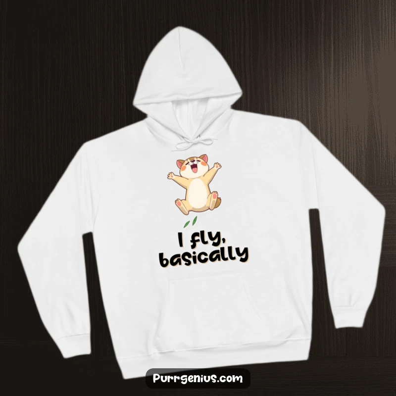 Funny animal hoodie depicting a dramatic leap, offering cozy comfort and symbolizing adventurous spirit and energetic pursuits.