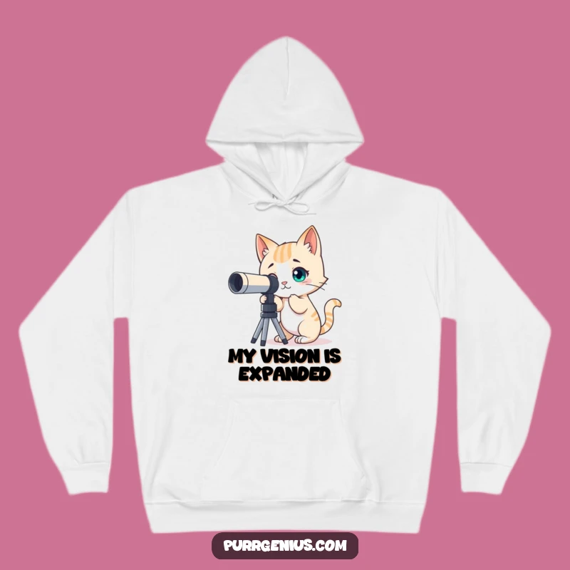 Cozy Funny Cat Telescope Hoodie: Warm Feline Explorer Pullover for Dreamers