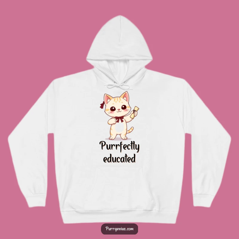 Cozy Funny Grad Cat Hoodie: Confident Diploma Comfort