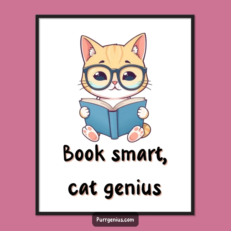 Funny Free Printable Wall Art: Cat Scholar, Intellectual Downloadable Home Decor