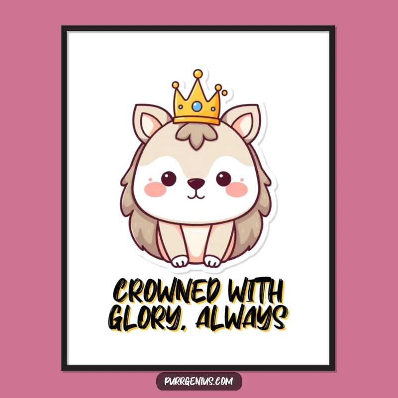 Funny Free Printable Wall Art: Royal Animal w/ Crown Downloadable Decor