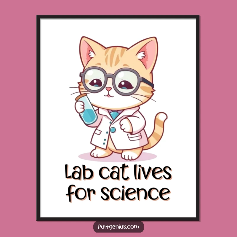 Free Printable Funny Cat Scientist Wall Art - Downloadable Humorous Decor