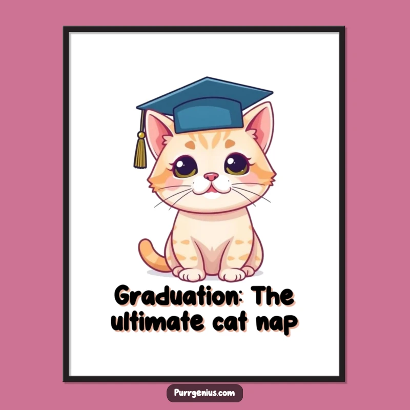 Free Printable Wall Art: Intellectual Cat in Graduation Cap Funny Downloadable Art