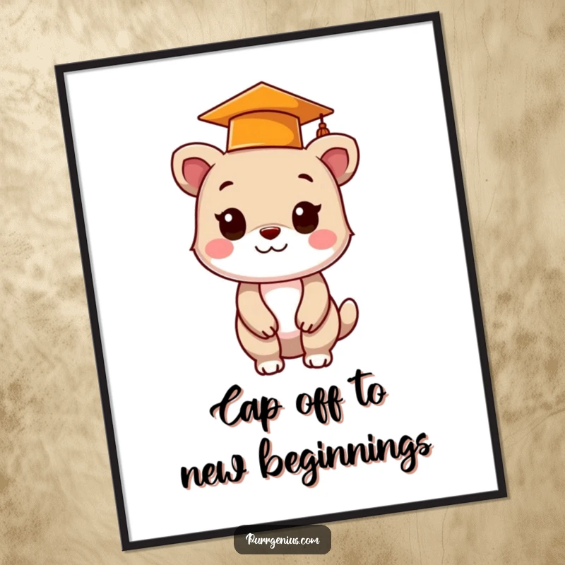 Funny Free Printable Wall Art: A cute animal character wearing a tiny graduation cap, symbolizing achievement and smarts.