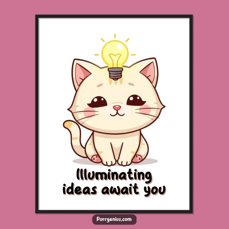 Funny Free Printable Wall Art: Bright Idea Cat Decor, Humorous Downloadable Art for Innovators