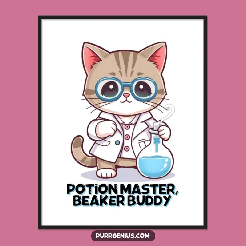 Free Printable Wall Art: Funny Scientist Cat Lab Downloadable Humorous Decor