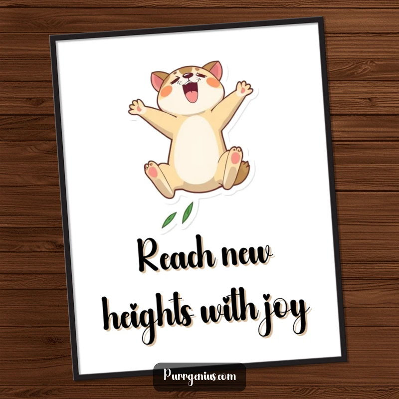 Funny Free Printable Wall Art: An animal character captured mid-leap, dramatically jumping with great height and energy.