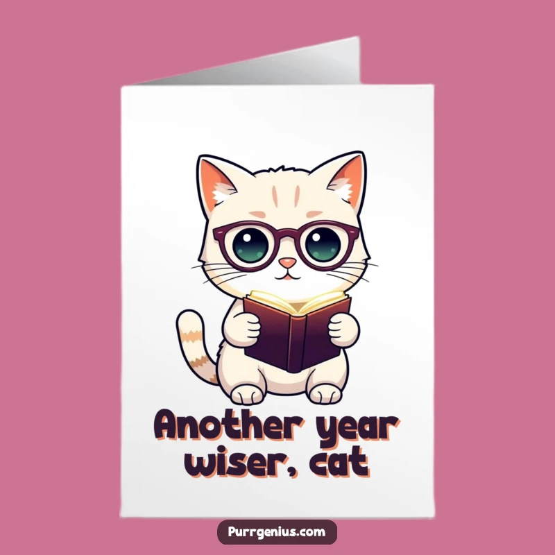 Free Printable Birthday Card: Funny Cat Scholar, Perfect Downloadable Gift!
