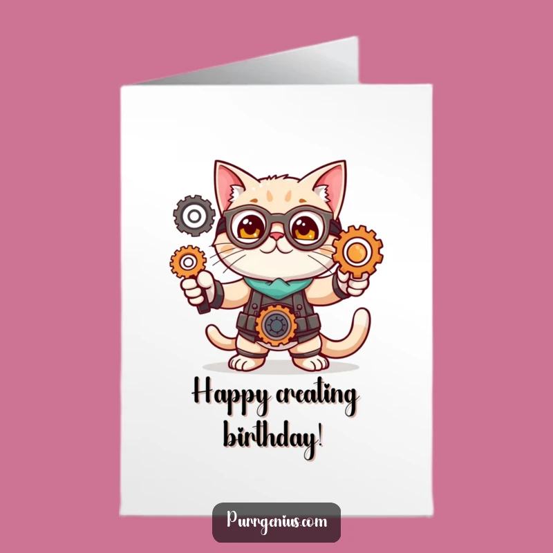 Free Printable Birthday Card: Inventor Cat, Perfect Downloadable Gift!