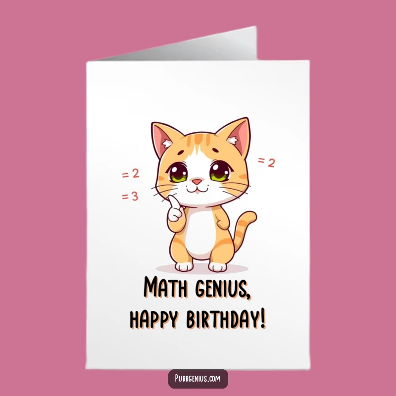 Free Printable Birthday Card: Math Cat Genius, Perfect Downloadable Gift!