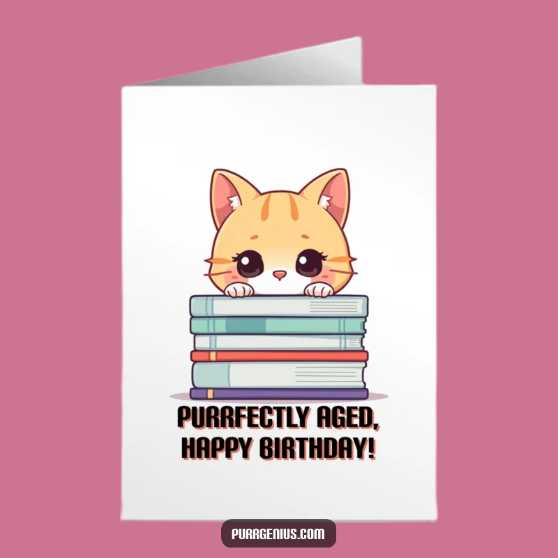 Curious Cat Free Printable Birthday Card: Funny Book Lover Downloadable Gift