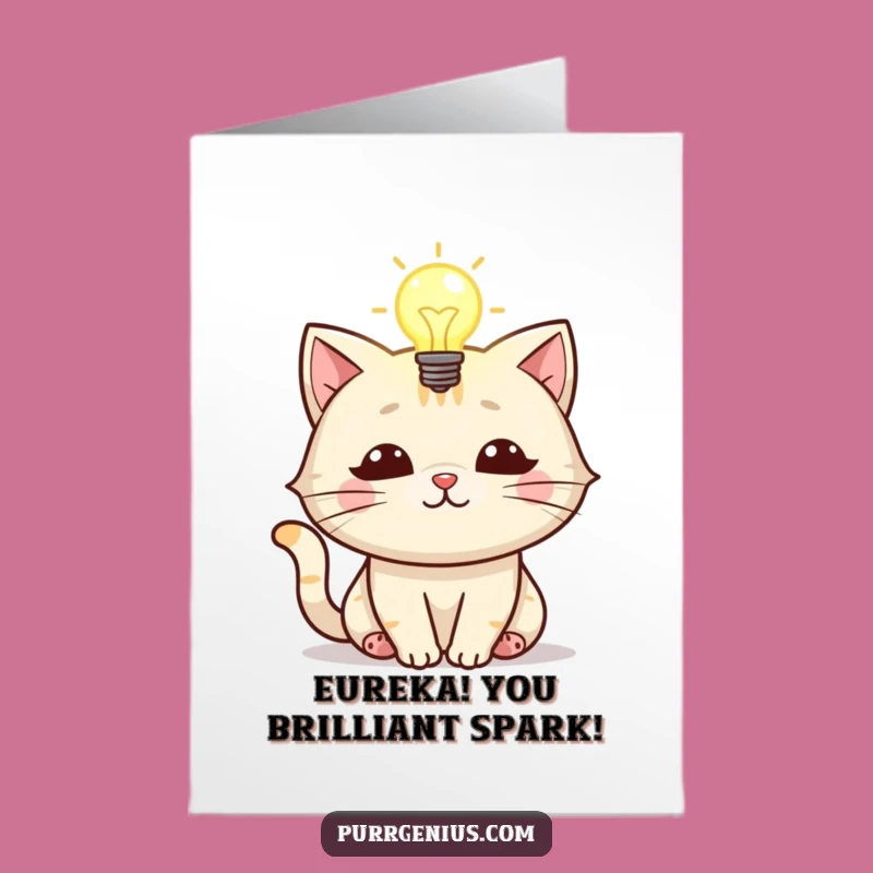 Free Printable Congrats Card: Bright Idea Cat, Funny Downloadable Success Gift
