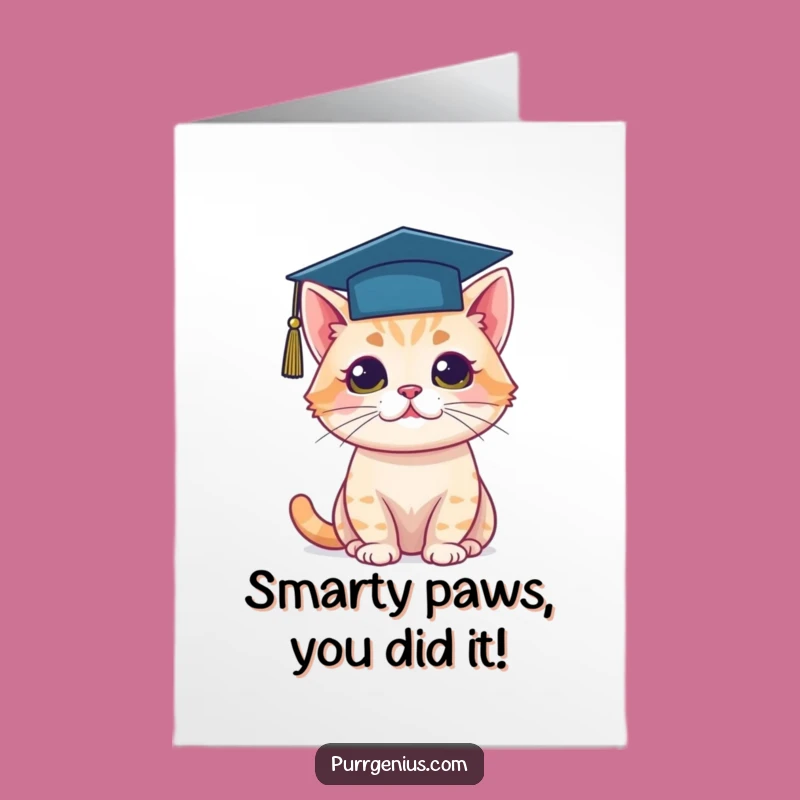 Free Printable Congrats Card: Grad Cat Celebrating Achievement Funny Downloadable Gift