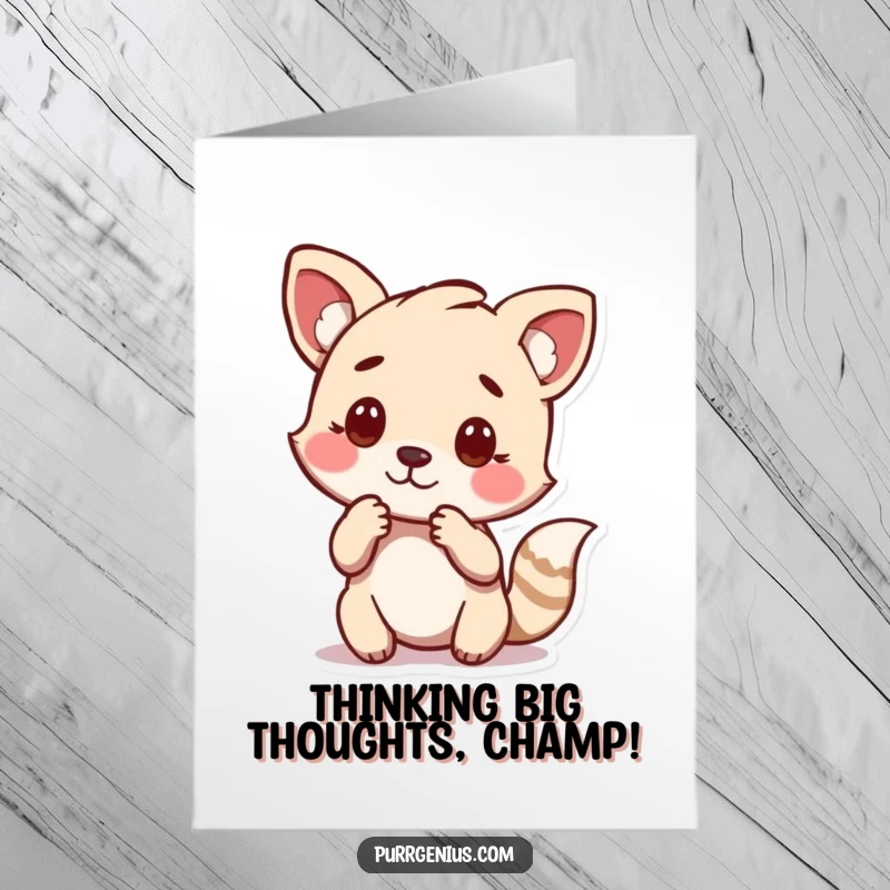 Funny Free Printable Congratulations Card: An animal character sits in a thoughtful pose, contemplating their well-deserved success.