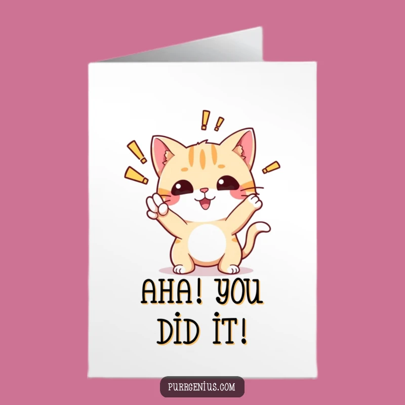 Free Printable Funny Cat Congratulations Card: Aha! Discovery Downloadable Gift