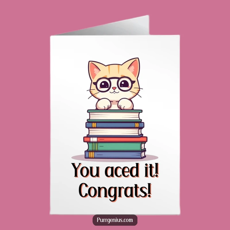 Free Printable Funny Cat Congratulations Card: Smarty Cat Achievement Downloadable Gift