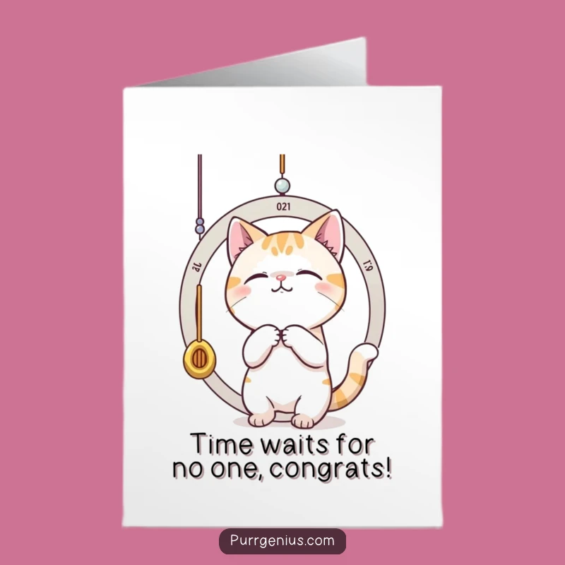 Free Printable Funny Cat Time Congrats Card - 'Time Well Spent' Downloadable Gift
